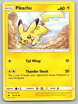 Pikachu 40/147 Common Burning Shadows Pokemon Near Mint - Image 1