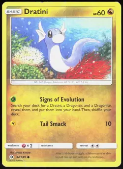 SM Base Set Dratini 94/149 Common Pokemon DMG - Image 1