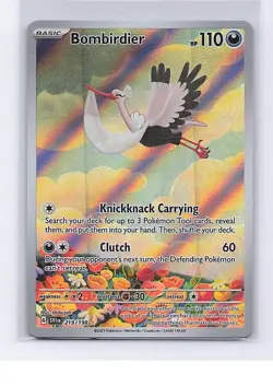 Bombirdier 219/198 Illustration Rare Scarlet & Violet Pokemon Lightly Played - Image 1