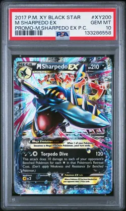 2017 POKEMON XY BLACK STAR PROMO #XY200 M SHARPEDO EX PSA 10 - Image 1