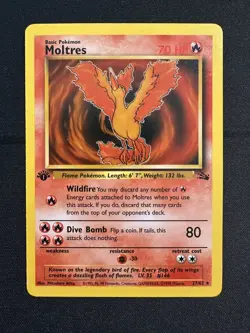Moltres Pokemon WotC 27/62 1st Edition Rare Fossil 1999 Pokemon - Image 1
