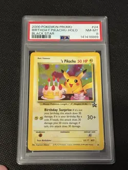 2000 POKEMON PROMO BLACK STAR #24 BIRTHDAY PIKACHU HOLO PSA 8 - Image 1