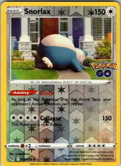 Snorlax 055/078 Pokemon GO Pokemon Reverse Holo Near Mint - Image 1