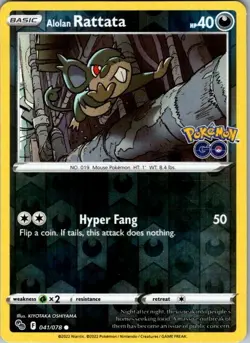 Alolan Rattata 041/078 Pokemon GO Pokemon Reverse Holo Near Mint - Image 1