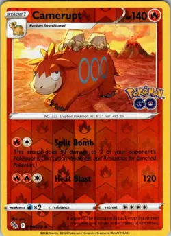 Camerupt 014/078 Pokemon GO Pokemon Reverse Holo Near Mint - Image 1