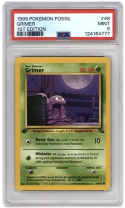 1999 POKEMON FOSSIL 1ST EDITION #48 GRIMER PSA 9 - Image 1