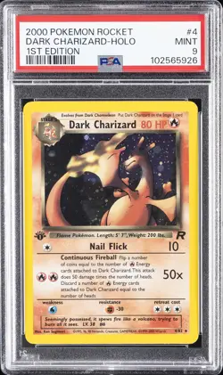 2000 POKEMON ROCKET 1ST EDITION #4 DARK CHARIZARD-HOLO PSA 9 - Image 1