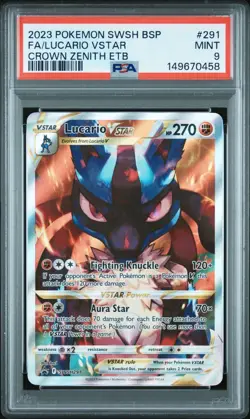 PSA 9 LUCARIO VSTAR SWSH291 BLACK STAR PROMO CROWN ZENITH ETB POKEMON 😍 - Image 1