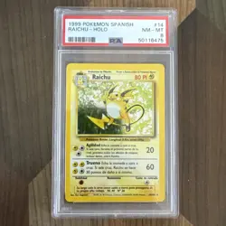 RAICHU 1999 POKEMON SPANISH BASE SET HOLO RARE 14/102 PSA 8 Q0004 - Image 1