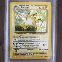 RAICHU 1999 POKEMON SPANISH BASE SET HOLO RARE 14/102 PSA 8 Q0004 - Image 2