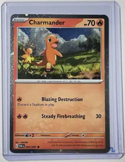 Pokemon TCG Charmander Cosmos Holo 007/091 Paldean Fates NM - Image 1