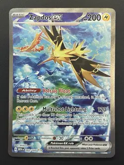 Zapdos ex 202/165 Scarlet & Violet 151 Ultra Rare Full Art Holo English 2023 - Image 2