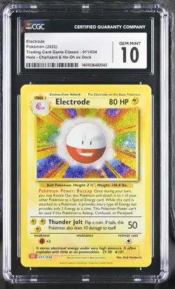 CGC 10 Electrode 011/034 Holo Pokemon 2023 Trading Card Game Classic - Image 1