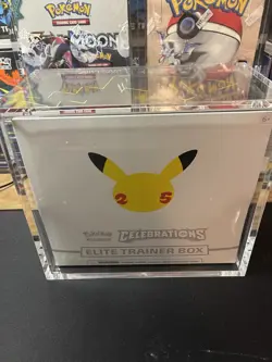 Pokemon TCG: 25th Anniversary Celebrations Elite Trainer Box W/ Acrylic Case 820650809439 - Image 1