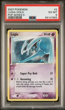 2007 POKEMON POP SER 5 #2 LUGIA-HOLO PSA 6 - Image 1