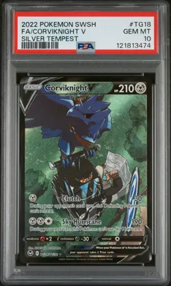 2022 Pokemon Silver Tempest Corviknight V Full Art FA English TG18/TG30 PSA 10 - Image 1