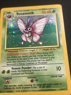Venomoth Jungle 13/64 Pokemon Holo Rare 1999 WOTC Vintage LP Lightly Played TCG - Image 5