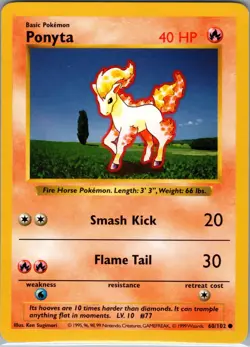 Ponyta 60/102 Base Set (Shadowless) - Pokemon Card - NM - Image 1