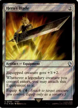 MTG Commander: FINAL FANTASY Surge Foil Hero's Blade U 345 NM Scan - Image 1