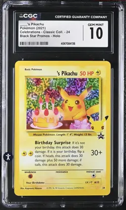 ‼Pikachu Pokemon (2021) Celebrations -24~Black Star Promos~GRADE 10 FAST SHIP💨 - Image 1