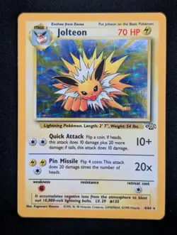 Jolteon 4/64 + Pinsir 9/64 No Symbol Jungle Pokemon NM Unlimited Holo - Image 1