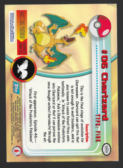 1999 Topps Pokemon Charizard #06 TV Animation Series 1 Vintage LP - Image 2