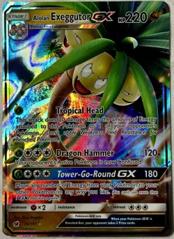 Pokemon TCG Alolan Exeggutor GX Ultra Rare Full Art Holo 74/111 Crimson Invasion - Image 1