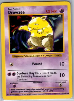 Drowzee Shadowless 49/102 Non Holo Base Set - Pokemon Card - NM - Image 1