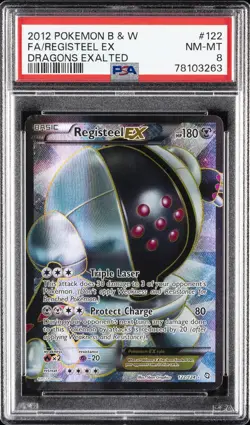 2012 POKEMON B&W DRAGONS EXALTED #122 FULL ART/REGISTEEL EX PSA 8 - Image 1