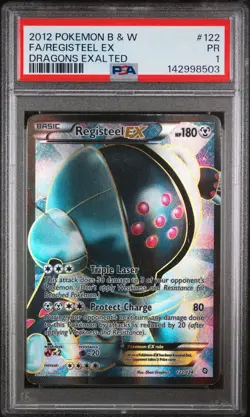 2012 POKEMON BLACK & WHITE DRAGONS EXALTED #122 FULL ART/REGISTEEL EX PSA 1 - Image 1