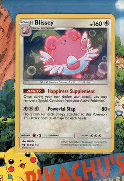Pokemon TCG Blissey 153/214 Lost Thunder Promo Cosmos Holo SWIRL NM/M - Image 1