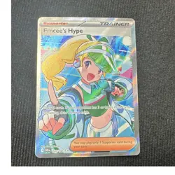 Pokemon Emcee's Hype 220/182 Holo Full Art Ultra Rare EN Sv10 Destined - Image 1
