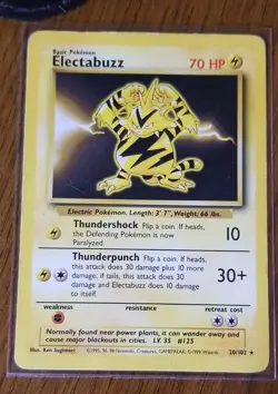 Pokemon TCG Electabuzz Base Set 20/102 Regular Shadowless Rare-LP - Image 1