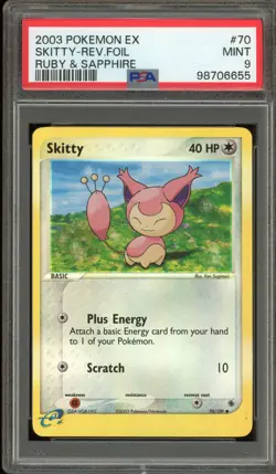 Pokemon Skitty EX Ruby & Sapphire Reverse Holo #70 PSA 9 Mint - Image 1
