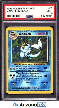Pokemon 1999 Vaporeon 12/64 Holo Jungle PSA 9 - Image 1