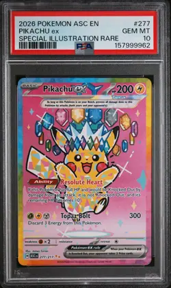 2026 POKEMON ASC EN-ASCENDED HEROES SPECIAL ILLUSTRATION RARE PIKACHU EX PSA 10 - Image 1