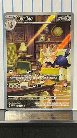 Pokemon 2025 Herdier 155/086 White Flare - WHT EN Illustration Rare Holo - Image 1