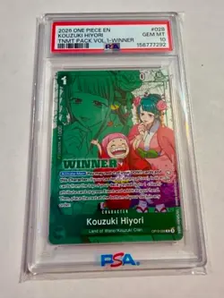 Kouzuki Hiyori Winner Pack 2026 Vol 1 OP12-028 Foil One Piece Promo PSA 10 POP 8 - Image 1