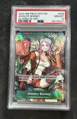 Jewelry Bonney OP07-026 One Piece Alt Art 500 Years In The Future PSA 10 🔥 - Image 1