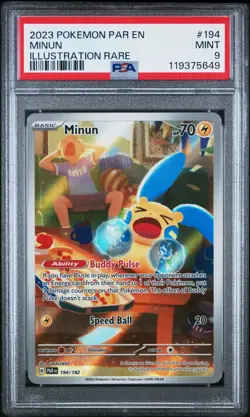 Minun 194/182 Paradox Rift Holo Illustration Rare Pokemon Card PSA 9 Mint 🚀🚀🚀 - Image 1