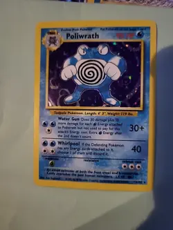 Poliwrath Pokemon TCG Base Set Holo Shadowless Rare Card 13/102 MP Condition - Image 1