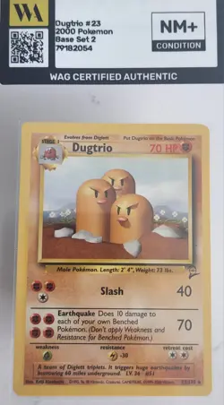 WAG Certified NM+ Dugtrio 23/130 Base Set 2 Vintage Pokemon Card WOTC TCG - Image 1