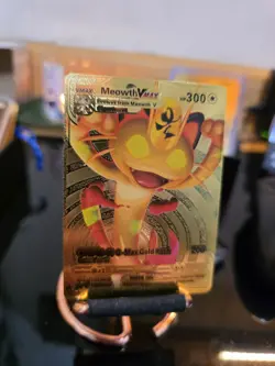 Meowth VMAX HP300 Gold Foil Pokemon Card G-Max Gold Fan Art Card SWSH005 TCG - Image 2
