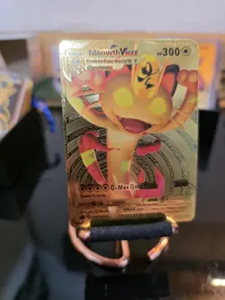 Meowth VMAX HP300 Gold Foil Pokemon Card G-Max Gold Fan Art Card SWSH005 TCG - Image 5