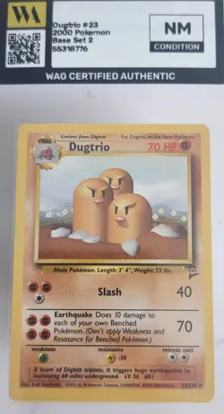 WAG Certified NM Dugtrio 23/130 Base Set 2 Vintage Pokemon Card WOTC TCG - Image 1