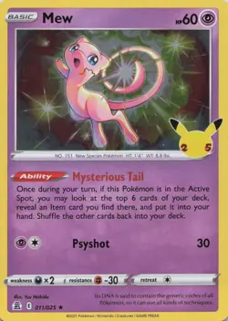 Mew 011/025 Celebrations 25th Anniversary - Pick Your NM Card - Pokemon TCG - Image 1