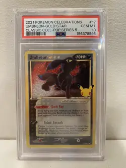 2021 Pokemon SWSH Celebrations Umbreon Gold Star Classic 17/17 PSA 10 - Image 1
