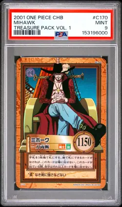 2001 One Piece CHB Japanese Holo Mihawk C170 PSA 9 MINT Treasure Vol. 1 - Image 3