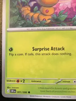 Weedle 001/086 Common Mega Evolution: Chaos Rising Pokemon TCG - Image 4
