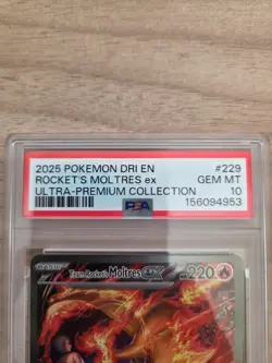2025 POKEMON DRI EN-DESTINED RIVALS #229 TEAM ROCKET'S MOLTRES EX PSA 10 STAMP - Image 2